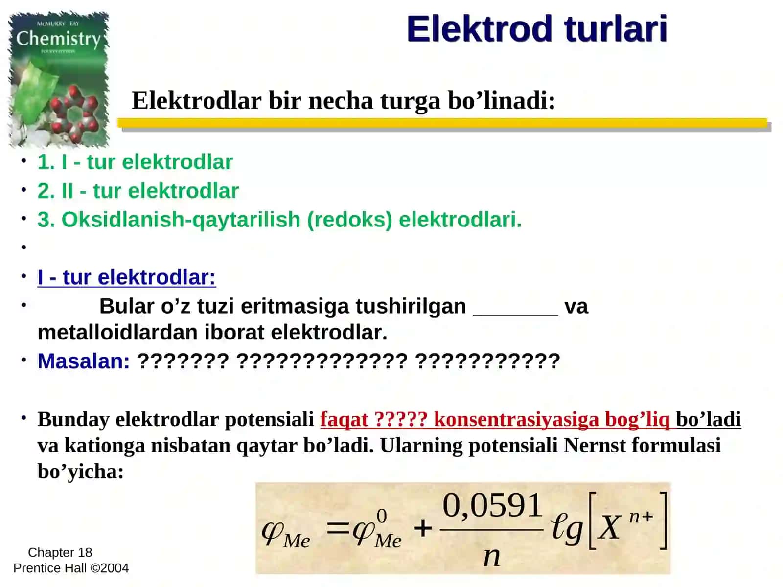 Elektroliz va unda ketadigan kimyoviy jarayonlar 2