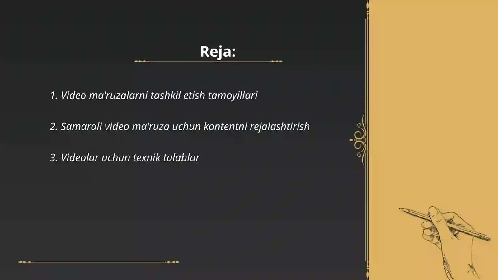 Video ma'ruzalar va ularni tashkil etishga qoʻyiladigan talablar 2