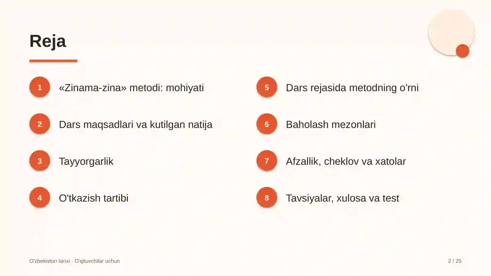 o'zbekiston tarixi darslarida zinama zina metodidan foydalanish 2562 2