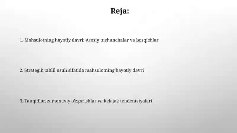 Mahsulotning hayotiy davri konsepsiyasi-strategik tahlil usuli sifatida 2