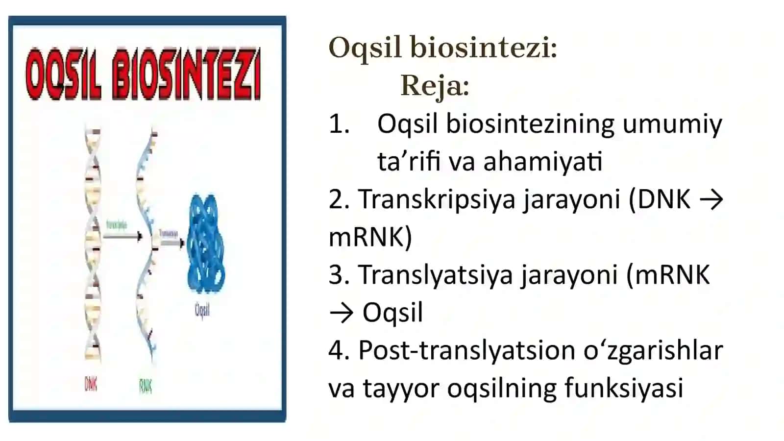 Post-translyatsiono‘zgarishlar vatayyoroqsilning funksiyasi 2