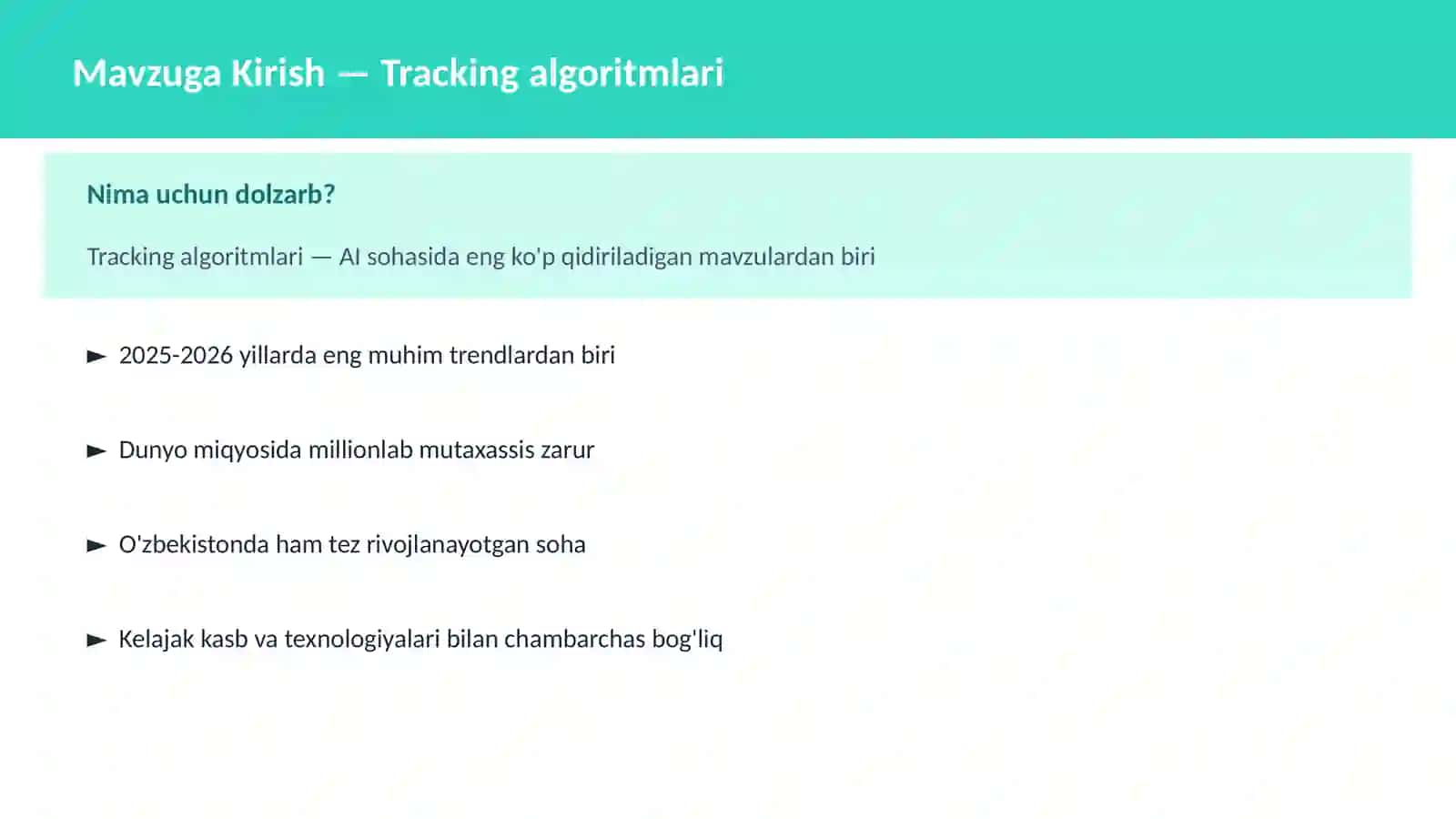 Tracking algoritmlari 2