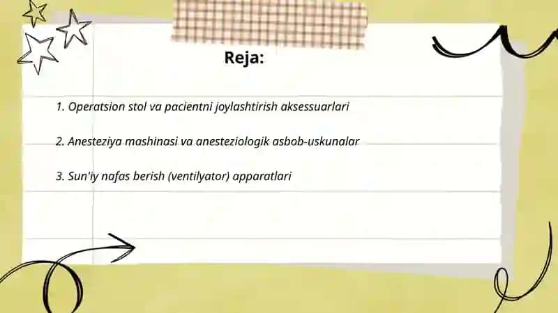 Xirurgiya va reanimatsiya bulimlari asosiy jixoz va anjomlari 2