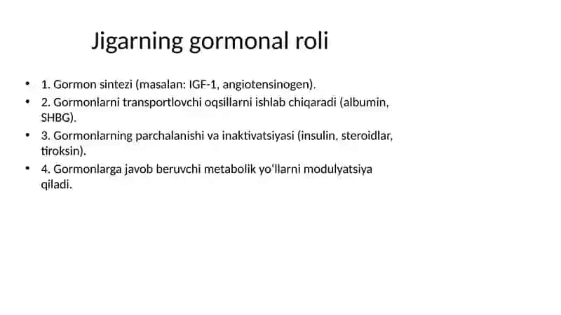 Jigar garmonlarining ta'sir mexanizmi 2