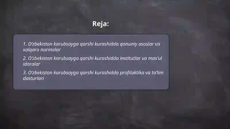 Oʻzbekiston karubsayga qarshi kurashidda 2