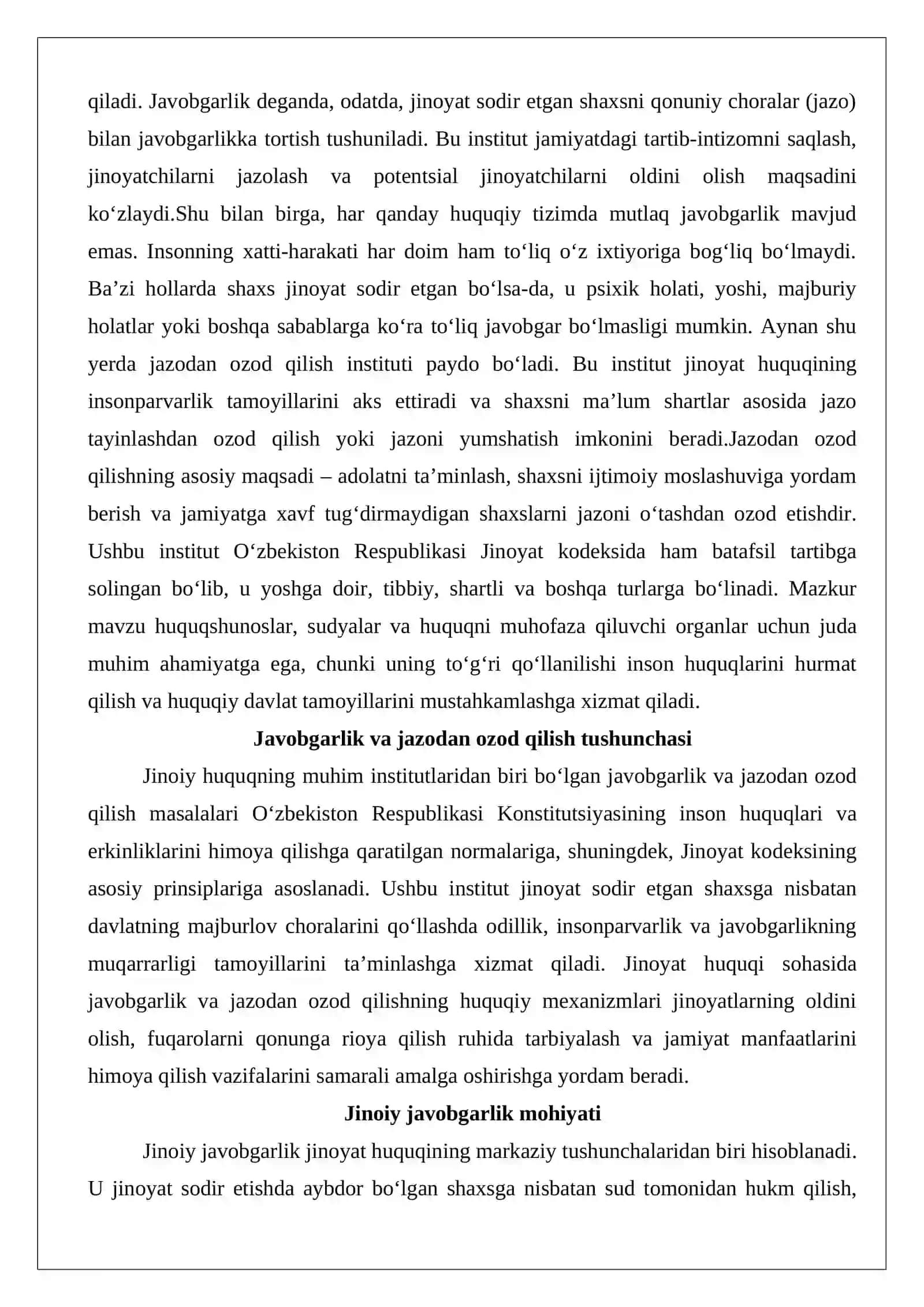 Javobgarlik va jazodan ozod qilish tushunchasi, turlari 2
