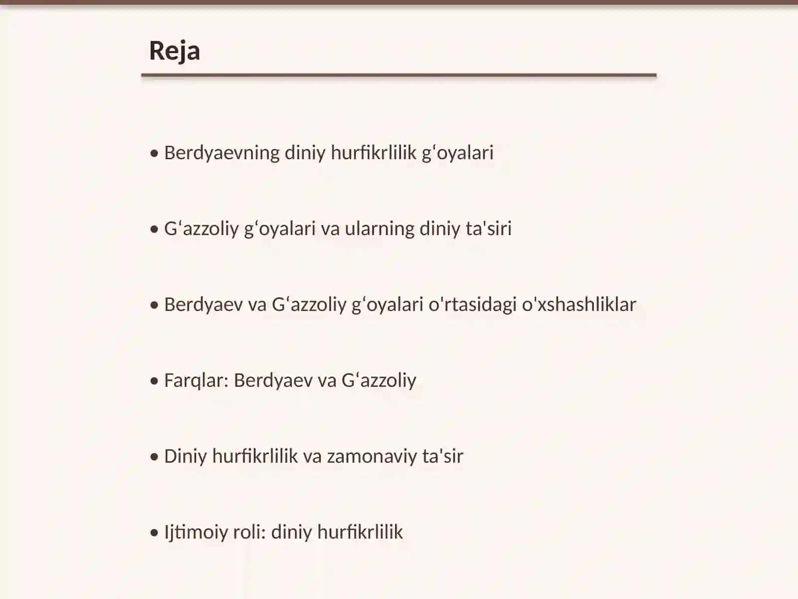 Berdyaevning diniy hurfikrlilik gʻoyalari va Gʻazzoliy gʻoyalari bilan ta'sir mijozlari 2