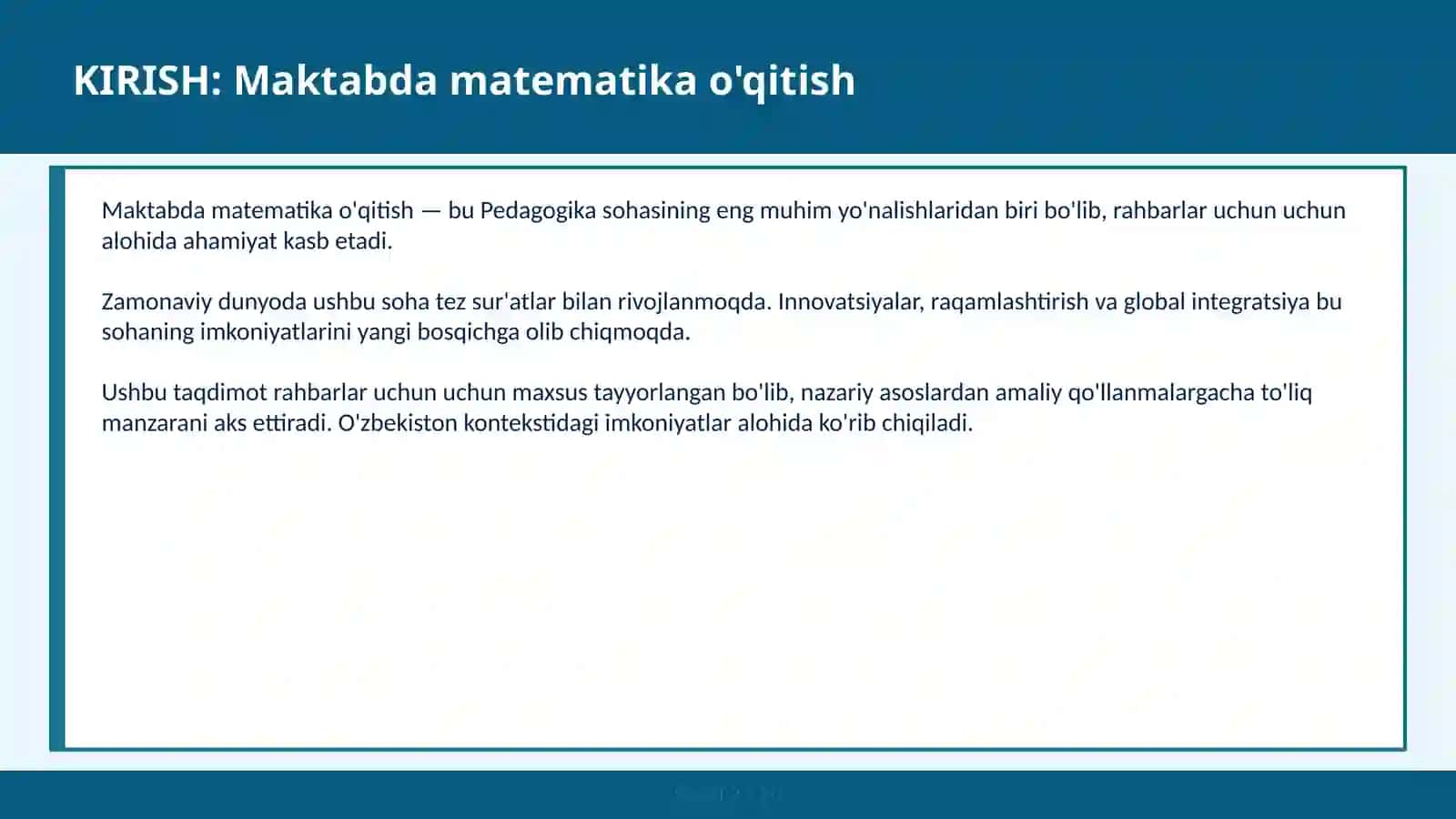 Maktabda matematika o'qitish 2