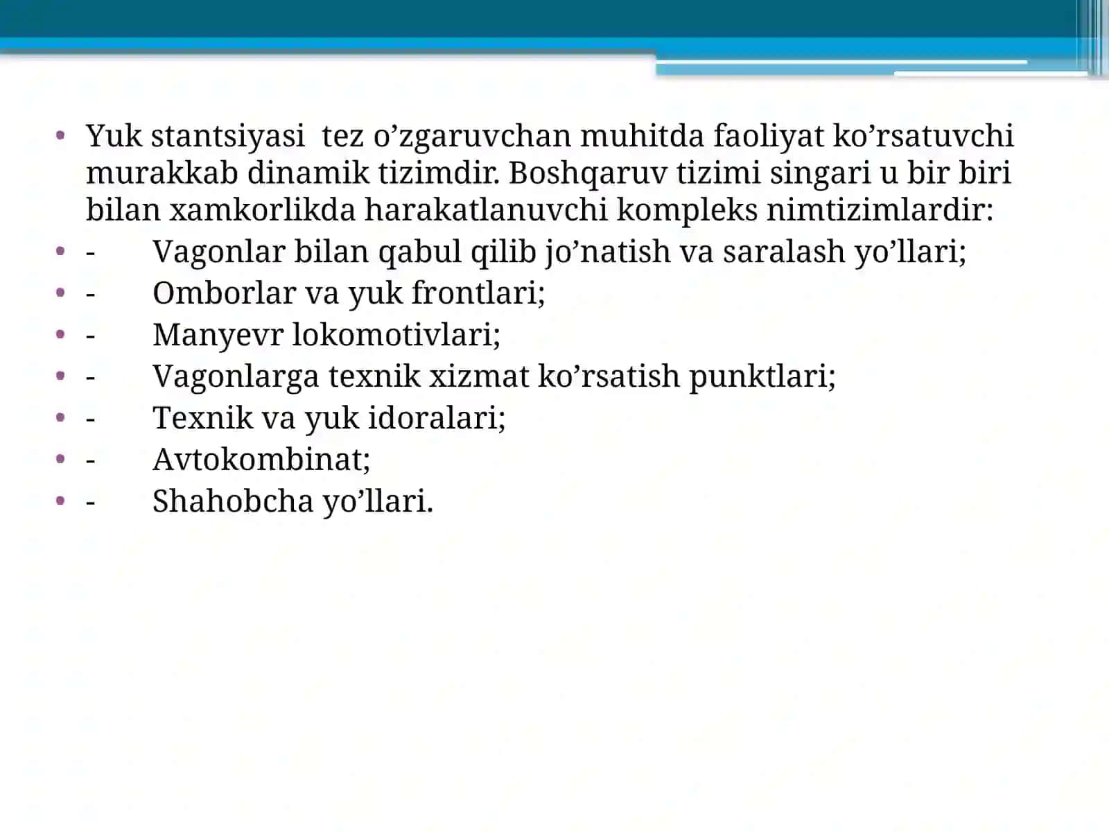 Yukstansiyalari ishini boshqarishning avtomatlashtirilgan tizimi 2