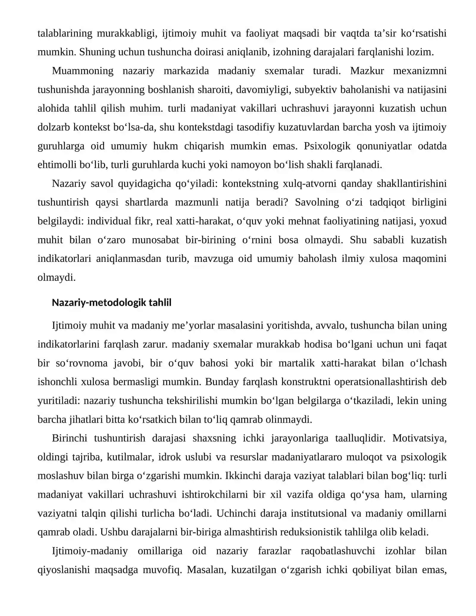 MADANIYATLARARO MULOQOT VA PSIXOLOGIK MOSLASHUVNING IJTIMOIY-MADANIY OMILLARI 2