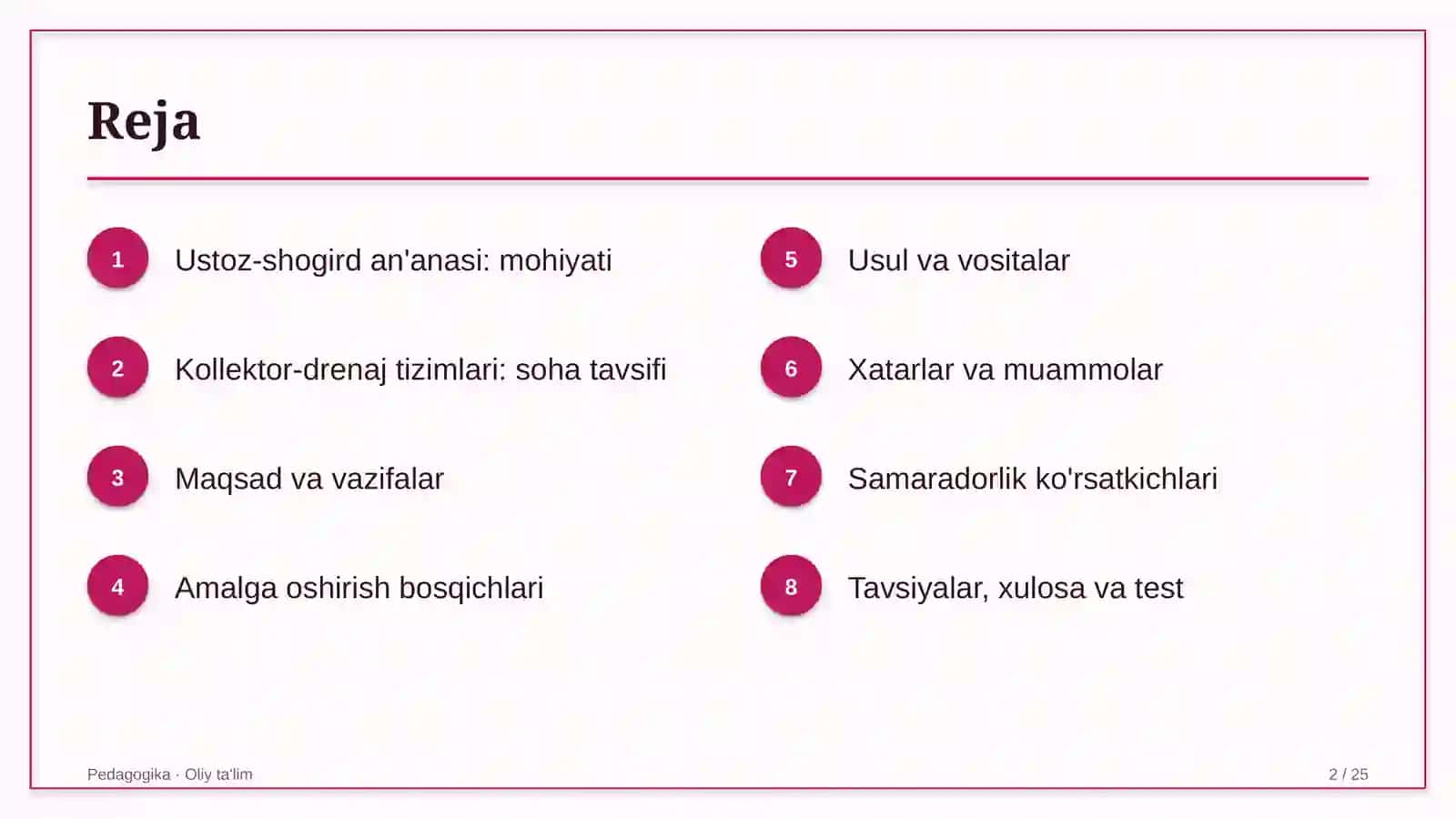 Kollektor-drenaj tizimlarida ustoz-shogird an'anasi 2