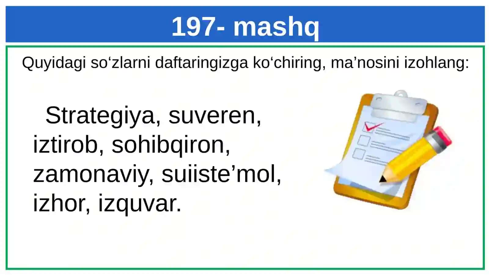 5-sinf. Z va s undoshlarining talaffuzi va imlosi 2