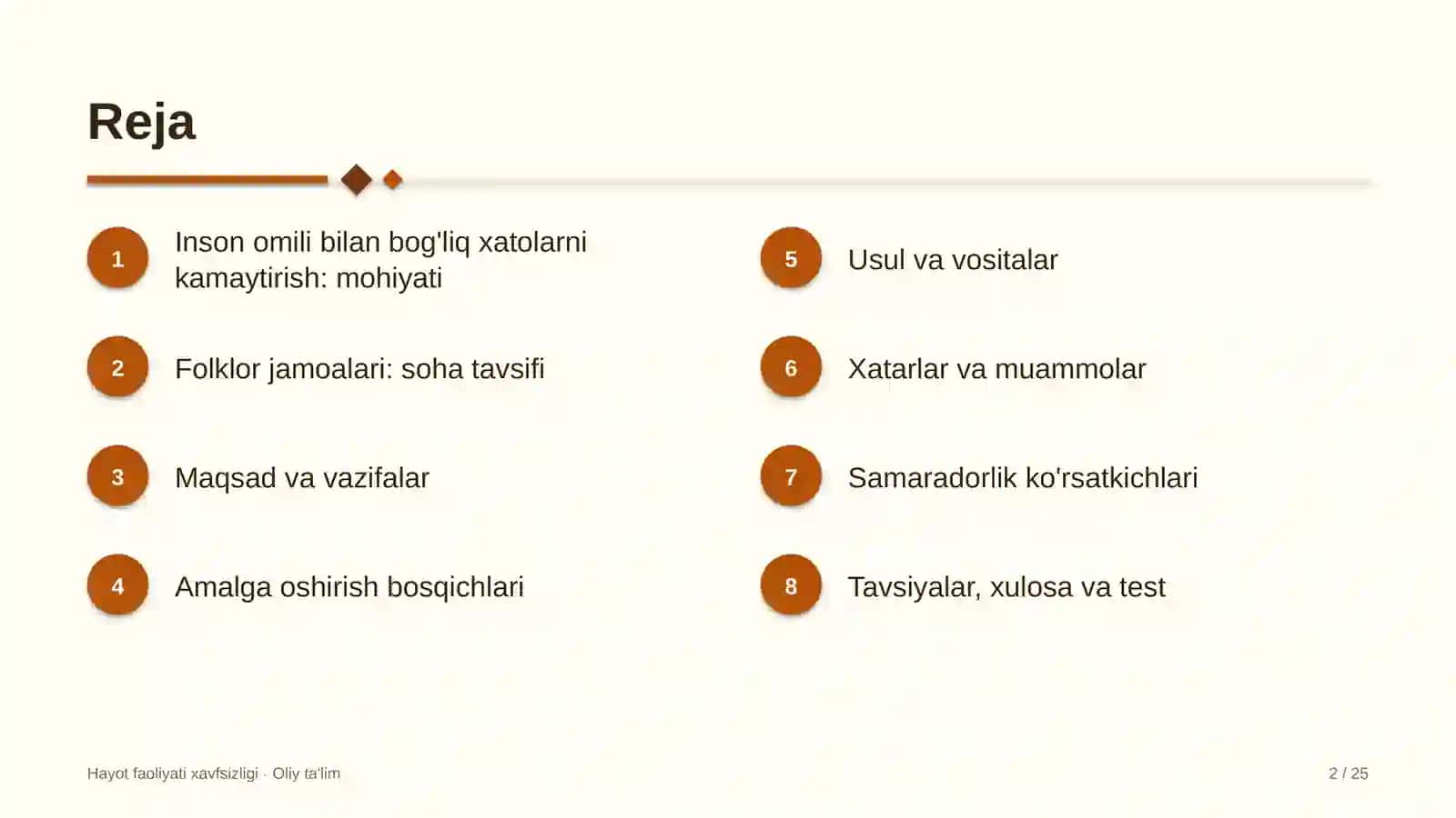 Folklor jamoalarida inson omili bilan bog'liq xatolarni kamaytirish 2