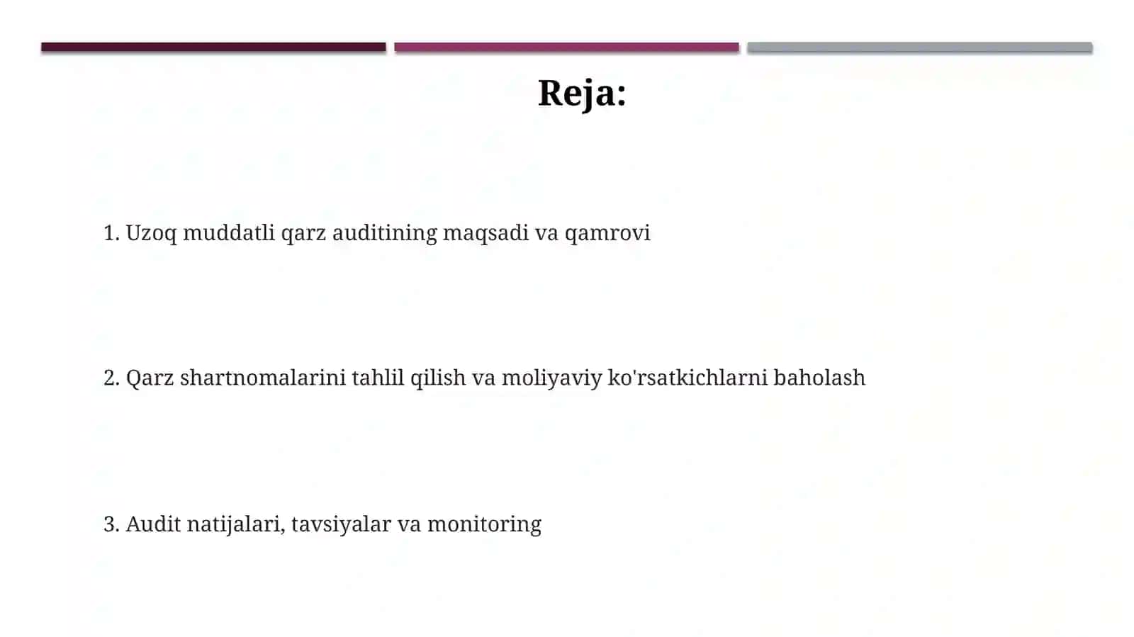 Uzoq muddatli qarzdorlik auditi 2