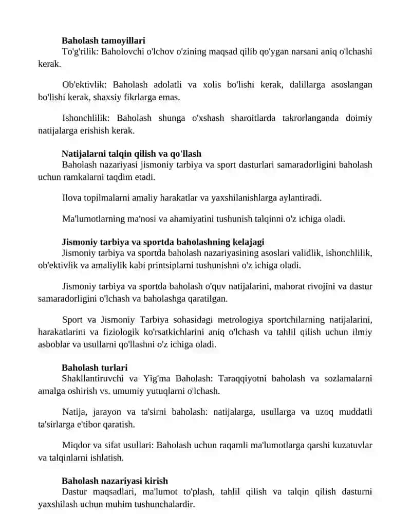 Jismoniy tarbiya va sport metrologiyasida baholash nazariyasi asoslari 2