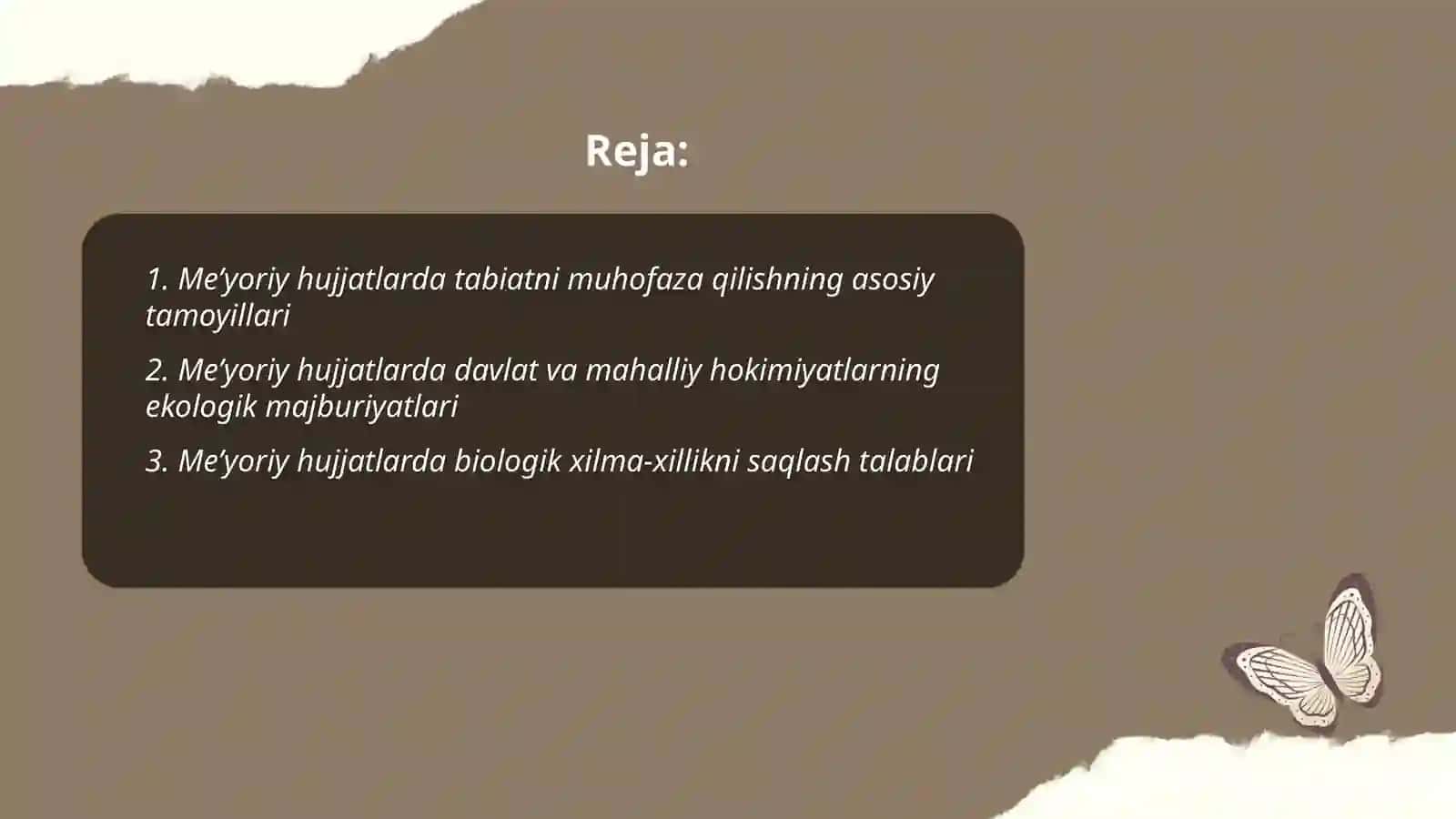 Tabiatni muhofaza qilish masalalarini meʼyoriy hujjatlarda yoritilishi 2