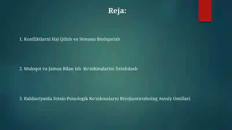 Rahbariyatda Sotsio-Psixologik Ko'nikmalarni Rivojlantirishning Asosiy Omillari 2