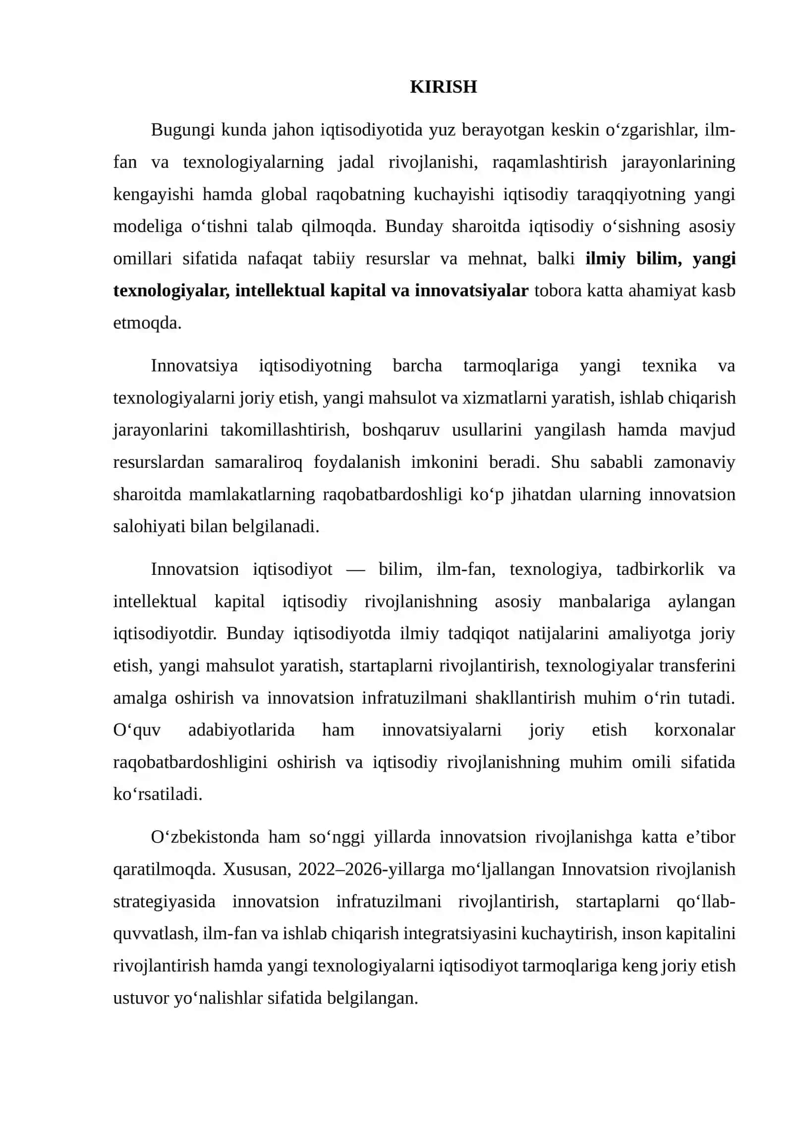 Innovatsion iqtisodiyotni shakllanish bosqichlari 2