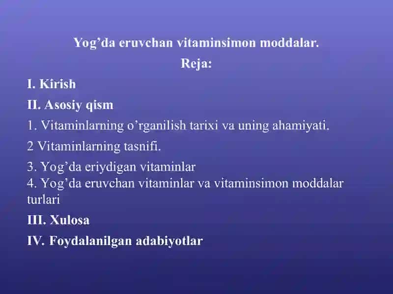 Yog’da eruvchan vitaminsimon moddalar 2