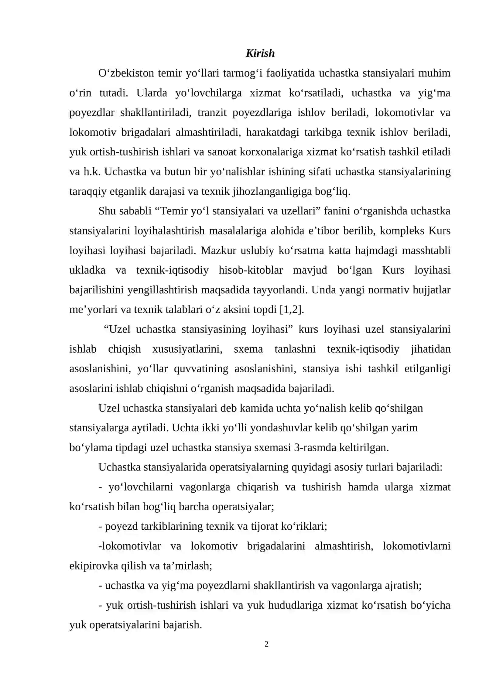 Yangi uzel uchastka bekati loyihasi mavzusi 2