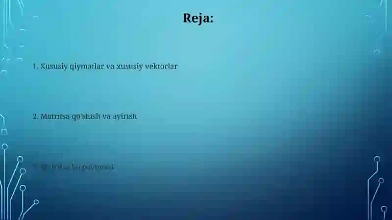 Matritsa ustida amallar 2