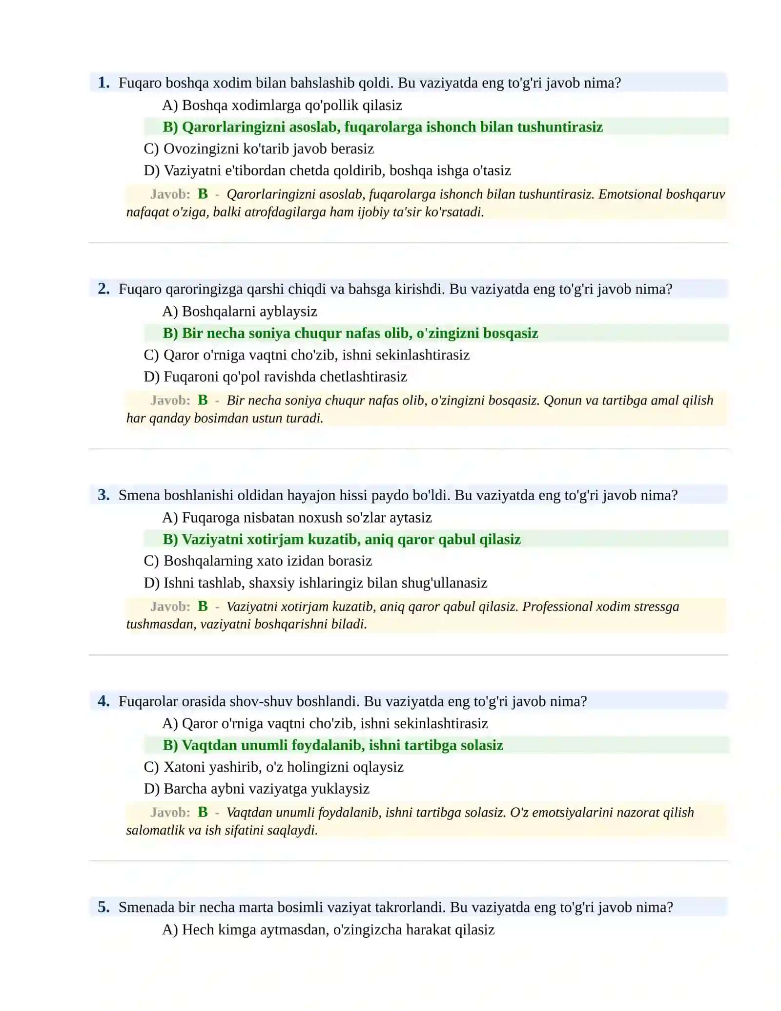 BOJXONA XIZMATIGA ISHGA KIRISH PSIXOLOGIK SINOV Testlari 2