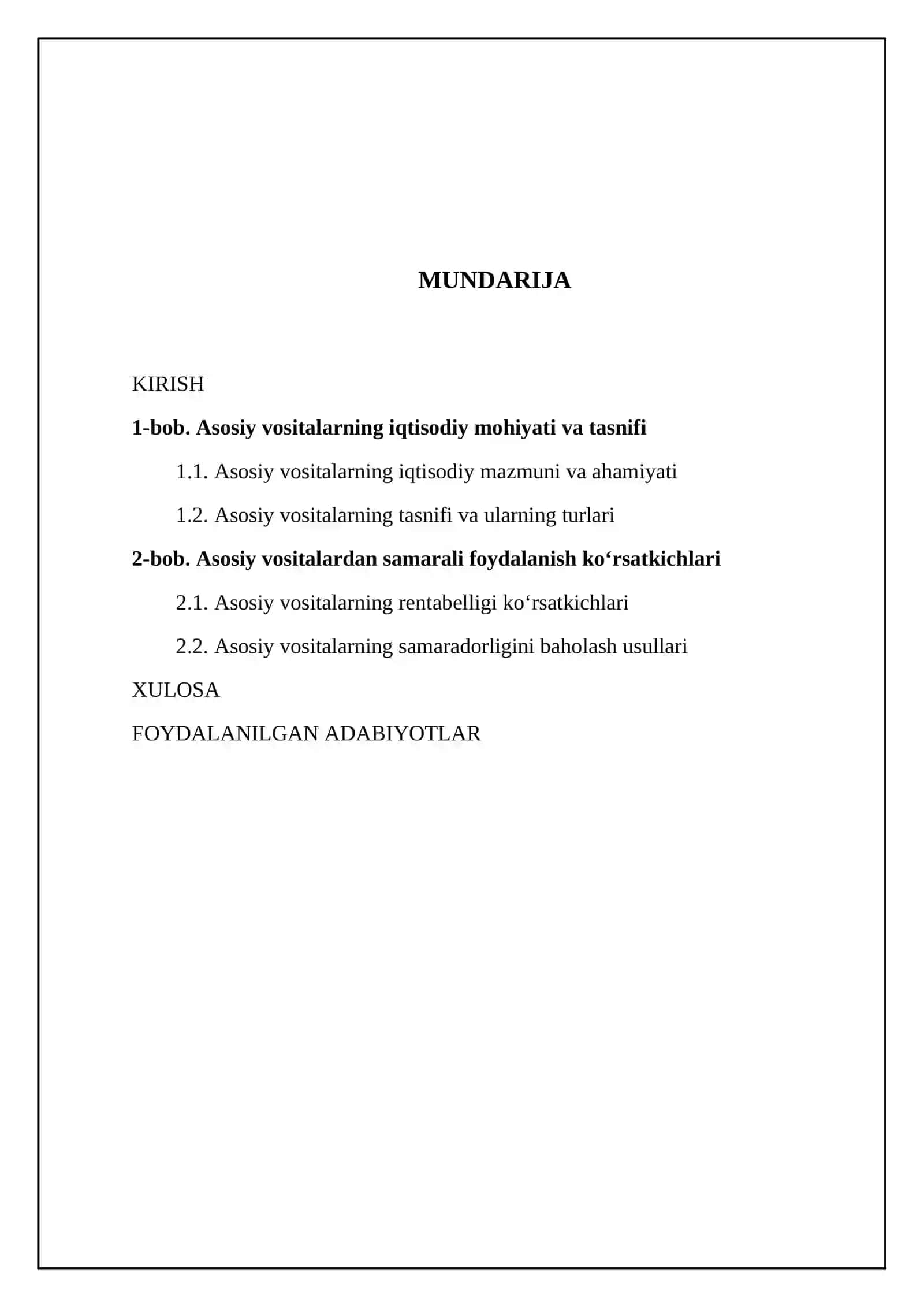 Asosiy vositalardan samarali foydalanish ko‘rsatkichlari tahlili va uni oshirish yo‘llari 2
