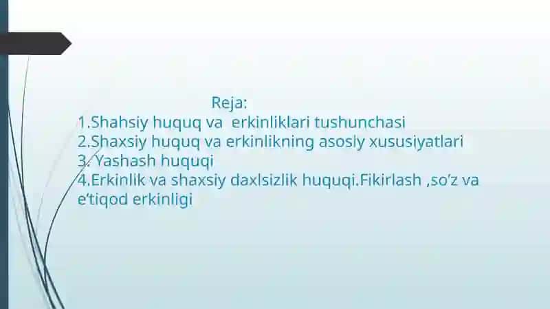 Oʻzbekiston respublikasi fuqarolarining konstitutsiyaviy huquq va erkinliklari 2