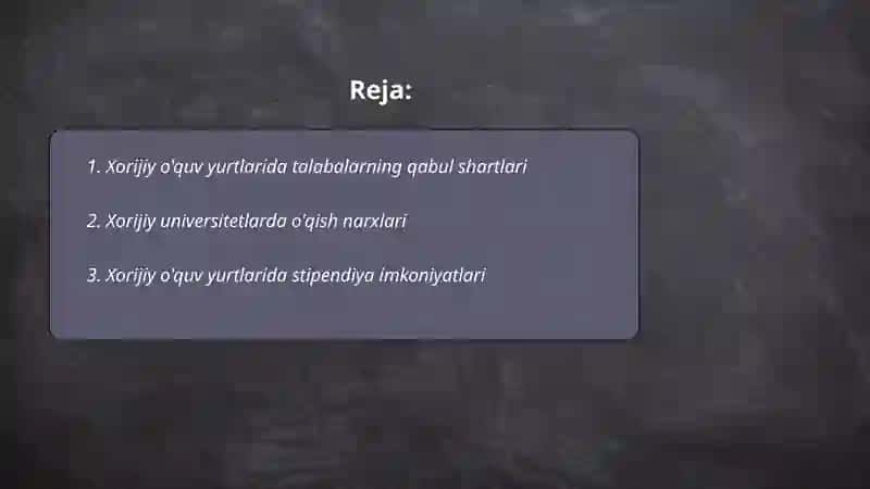 Xorijiy o'quv yurtlari 2