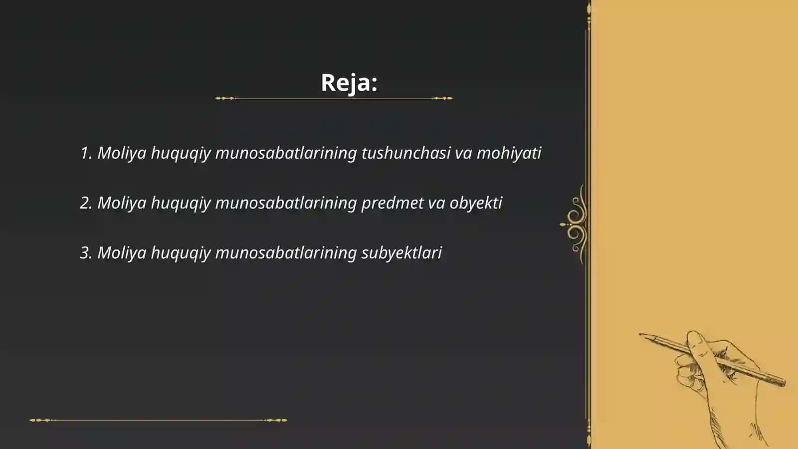 Moliya huquqiy munosabatlar tushunchasi uning oʻziga xos tushunchasi 2