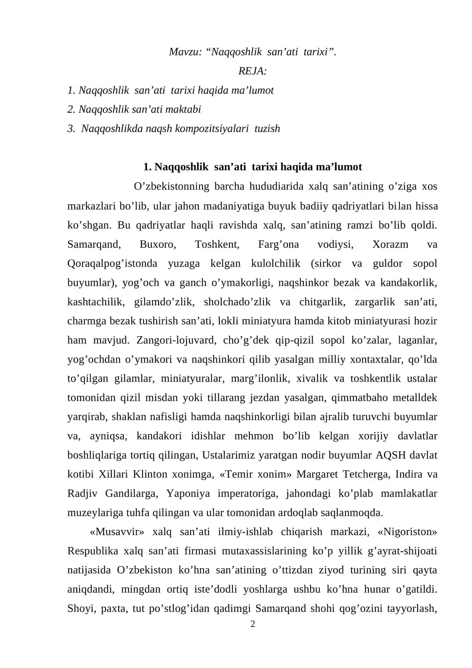 Naqqoshlik san’ati tarixi 2