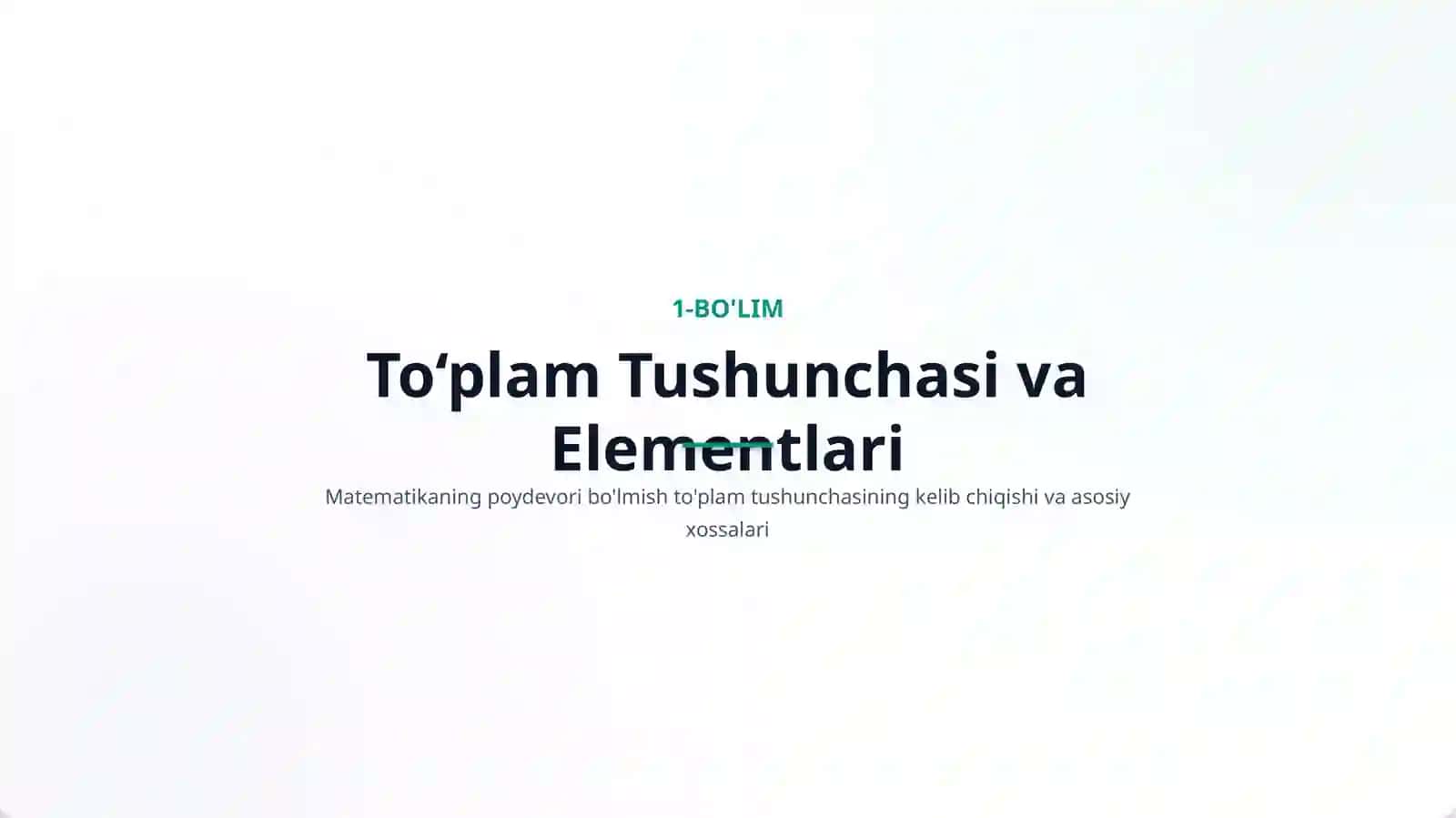 To‘plamlar Nazariyasi 2