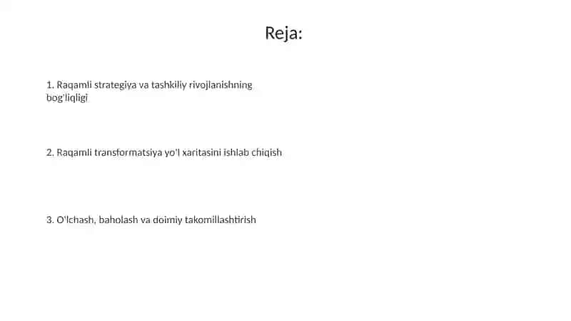Tashkilot rivojlanishining raqamli strategiyasi 2