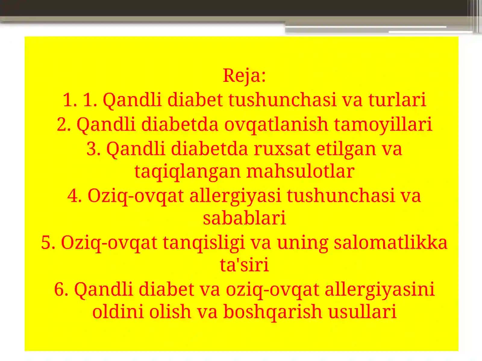 Qandlidiabetta ovqatlanish, Allergiya va oziqovqattan qisligi 2