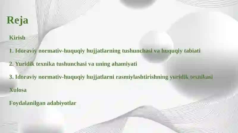 Idoraviy normativ-huquqiy hujjatlarini rasmiylashtirishning yuridik texnikasi 2