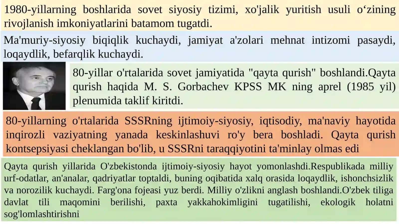 Mustaqillikka erishish arafasida O‘zbekistondagi ijtimoiy-siyosiy jarayonlar. Mustaqil O‘zbekiston Respublikasining tashkil topishi va uning tarixiy ahamiyati . O‘zbekistonning o‘ziga xos istiqlol yo‘li 2