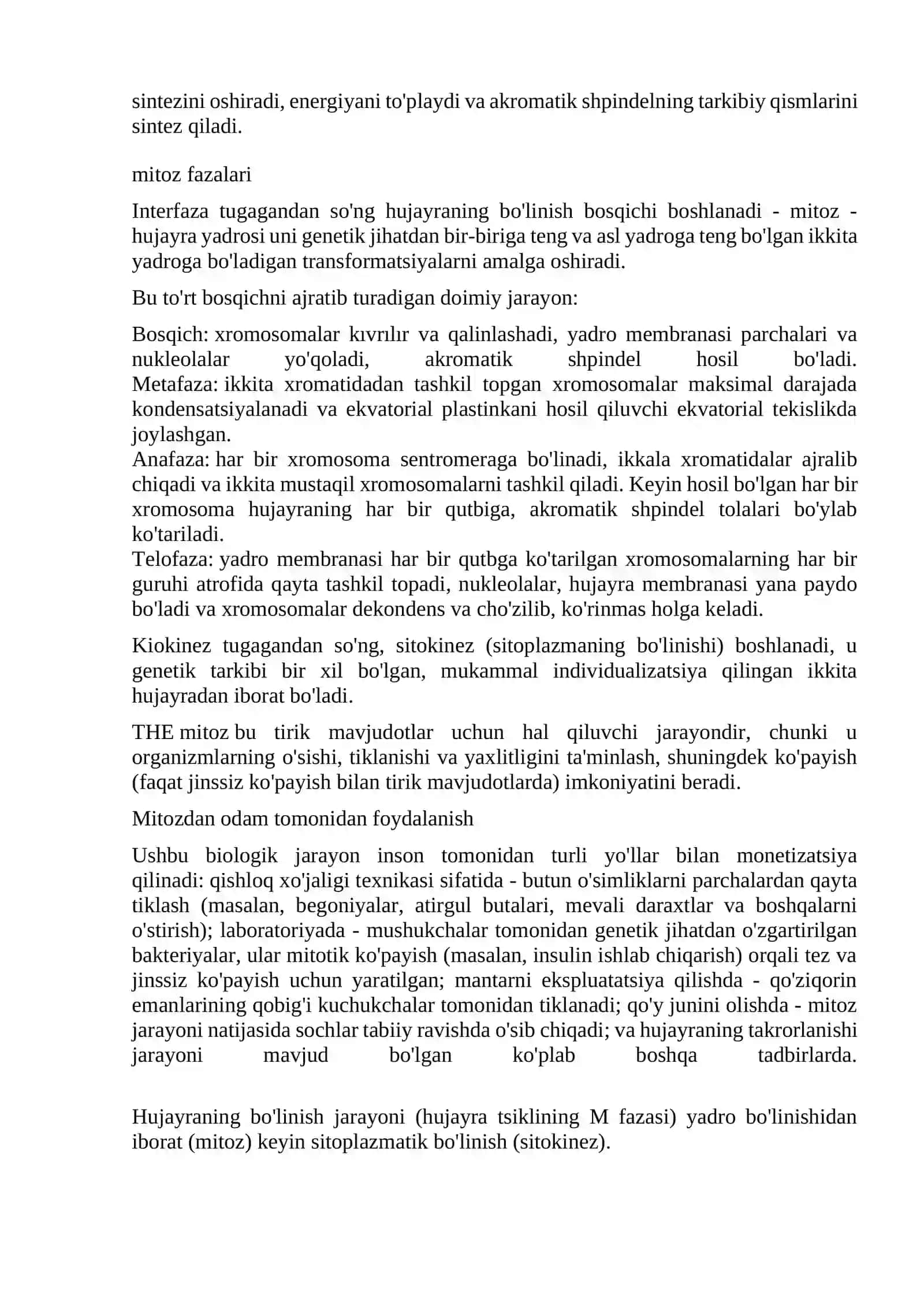 Hujayraning bo’linishi va bosqichlari 2
