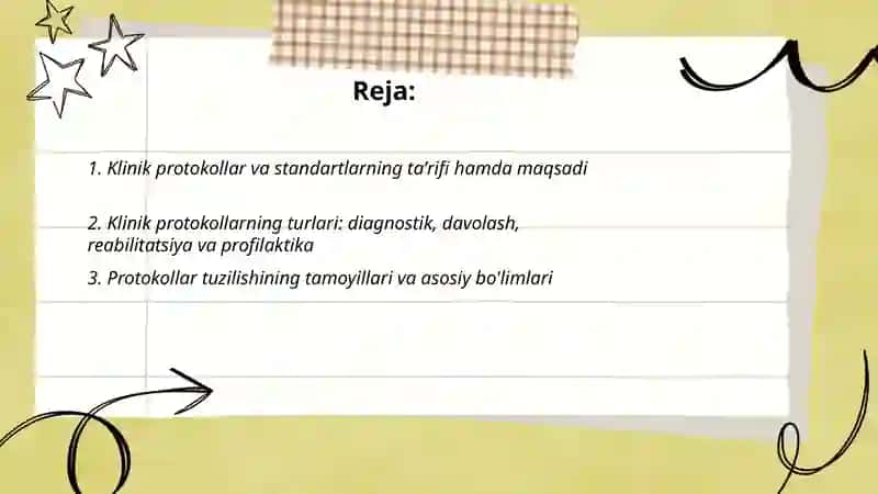 Klinik protokollar va standartlar, turlari, tuzilish tamoyillari, ambulator-poliklinik va statsionar darajadagi standartlar 2