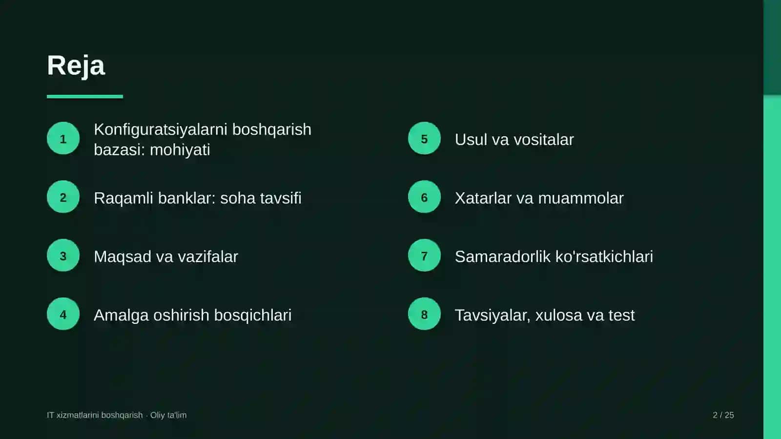 raqamli banklarda konfiguratsiyalarni boshqarish bazasini yuritish 8581 2