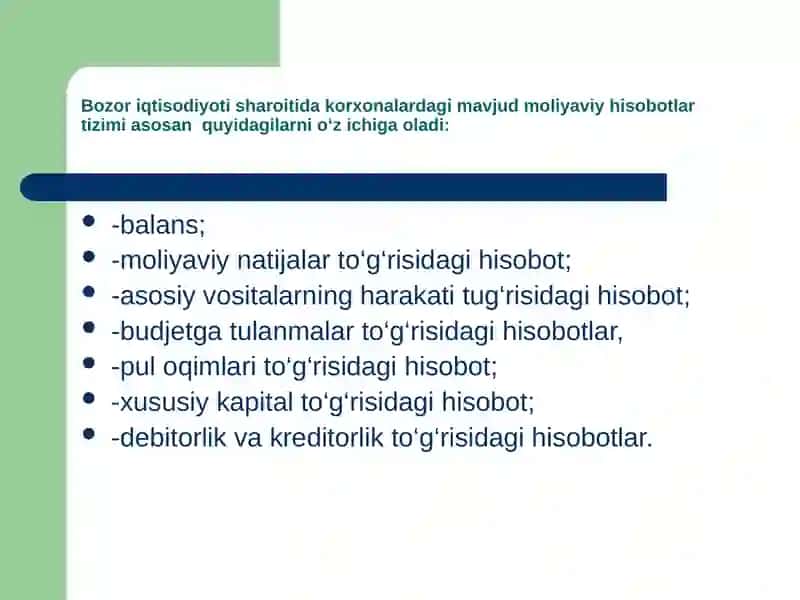 Rentabillik ko‘rsatkichlarini hisoblash 2