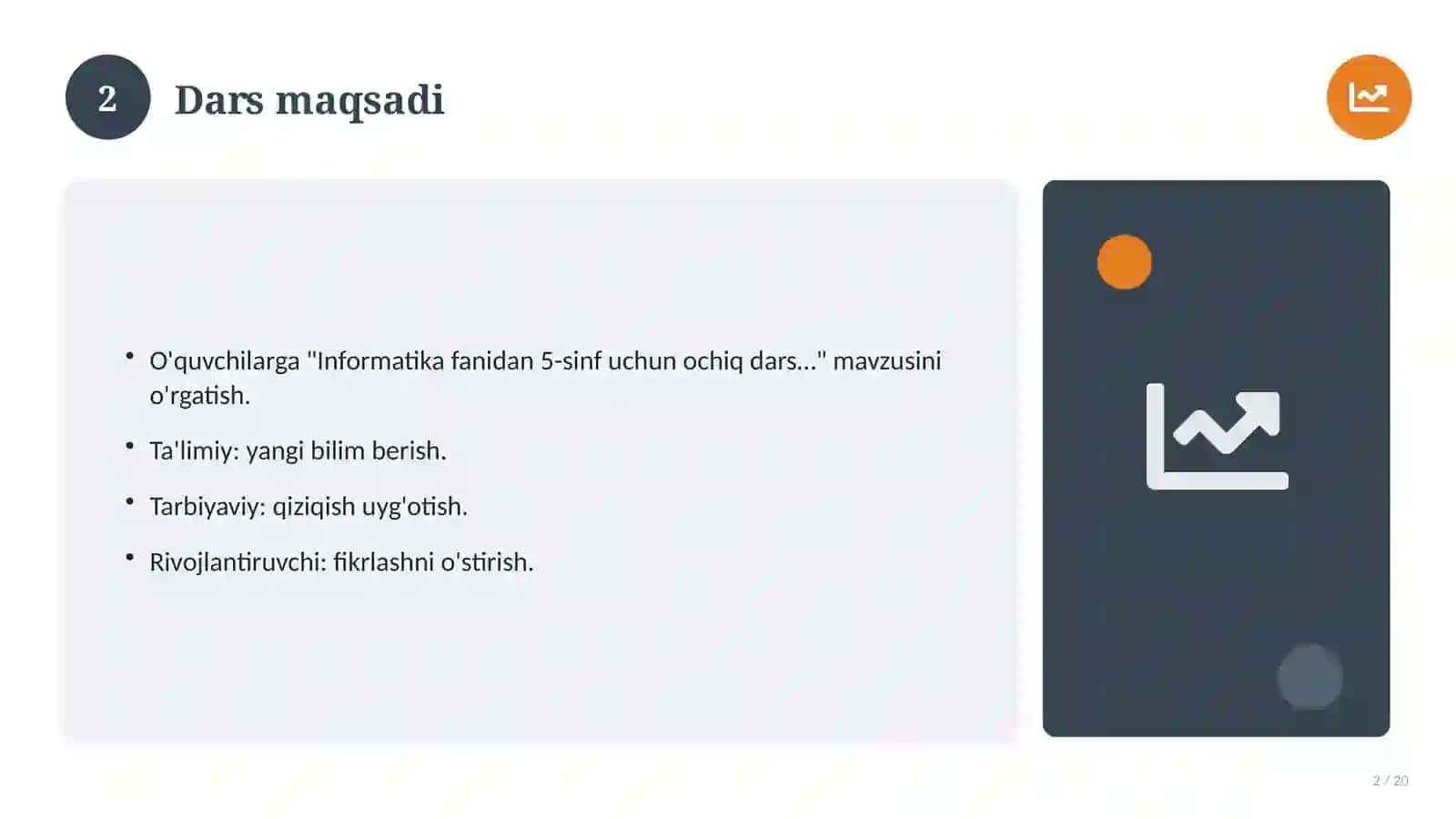 Informatika fanidan 5-sinf uchun ochiq dars ishlanmasi 2