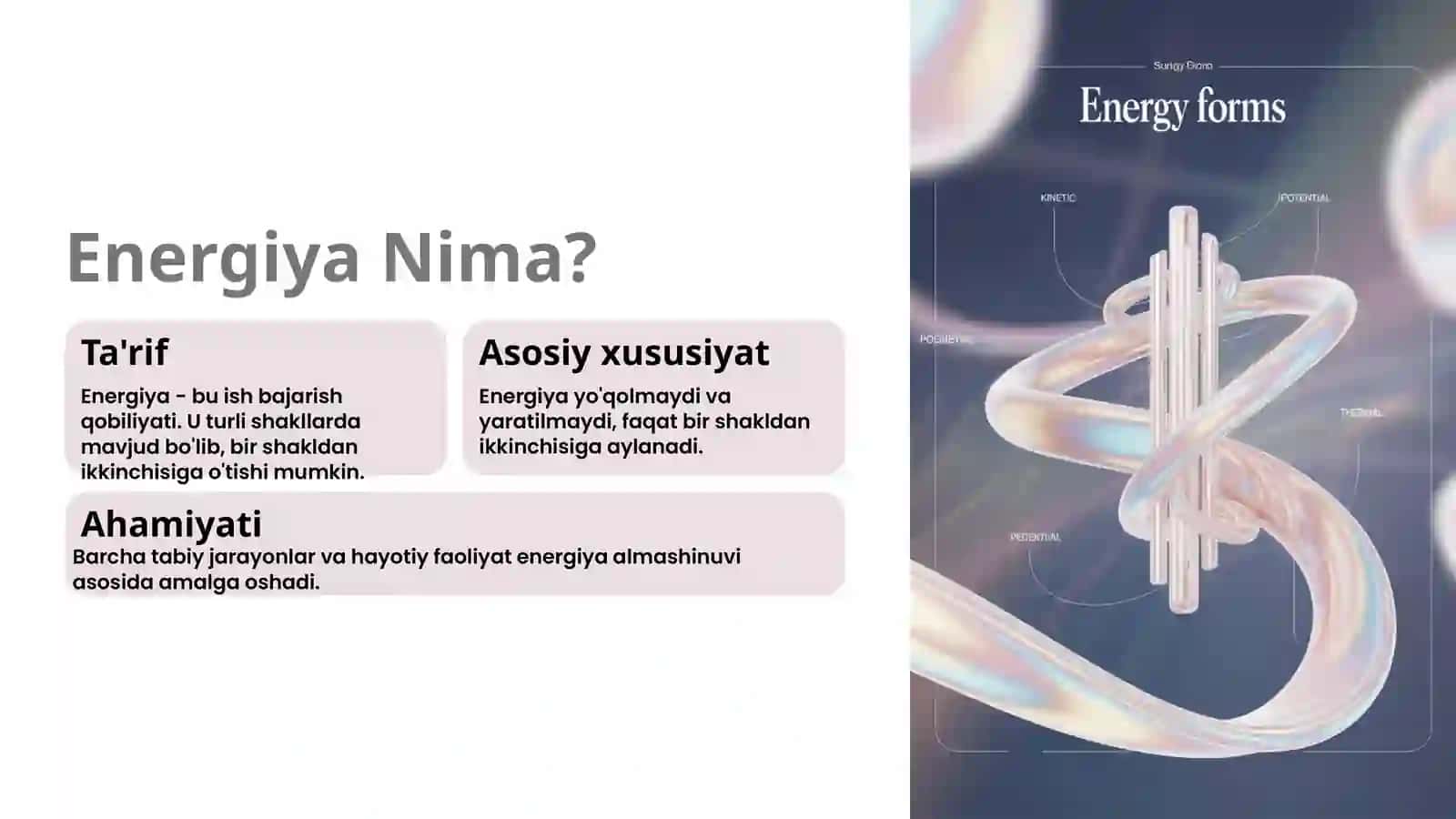 Energiya: Issiqlik va Yorug'lik, Tovush 2