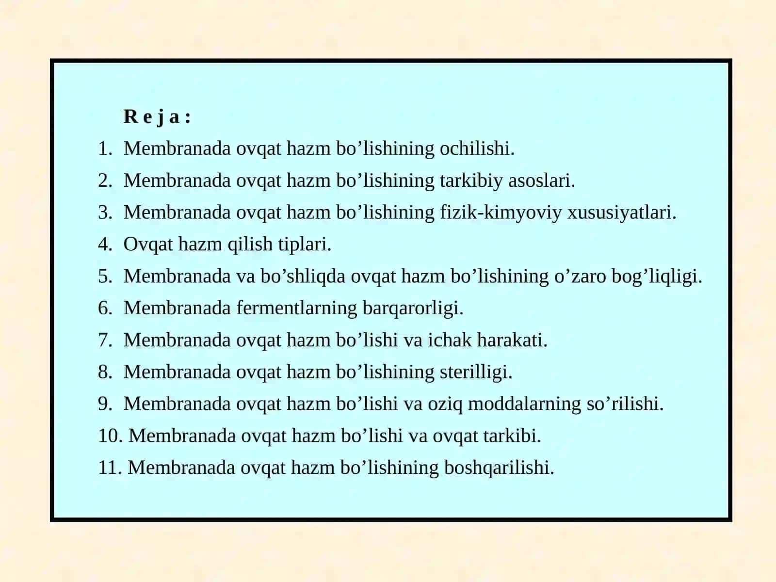 Ingichka Ichak membranasida ovqat hazm bo’lishi 2