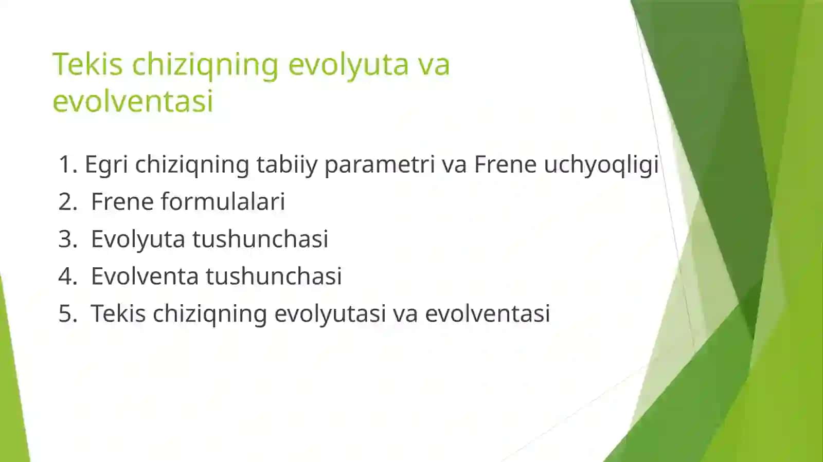 TEKIS CHIZIQNING EVOLYUTA VA EVOLVENTASI 2
