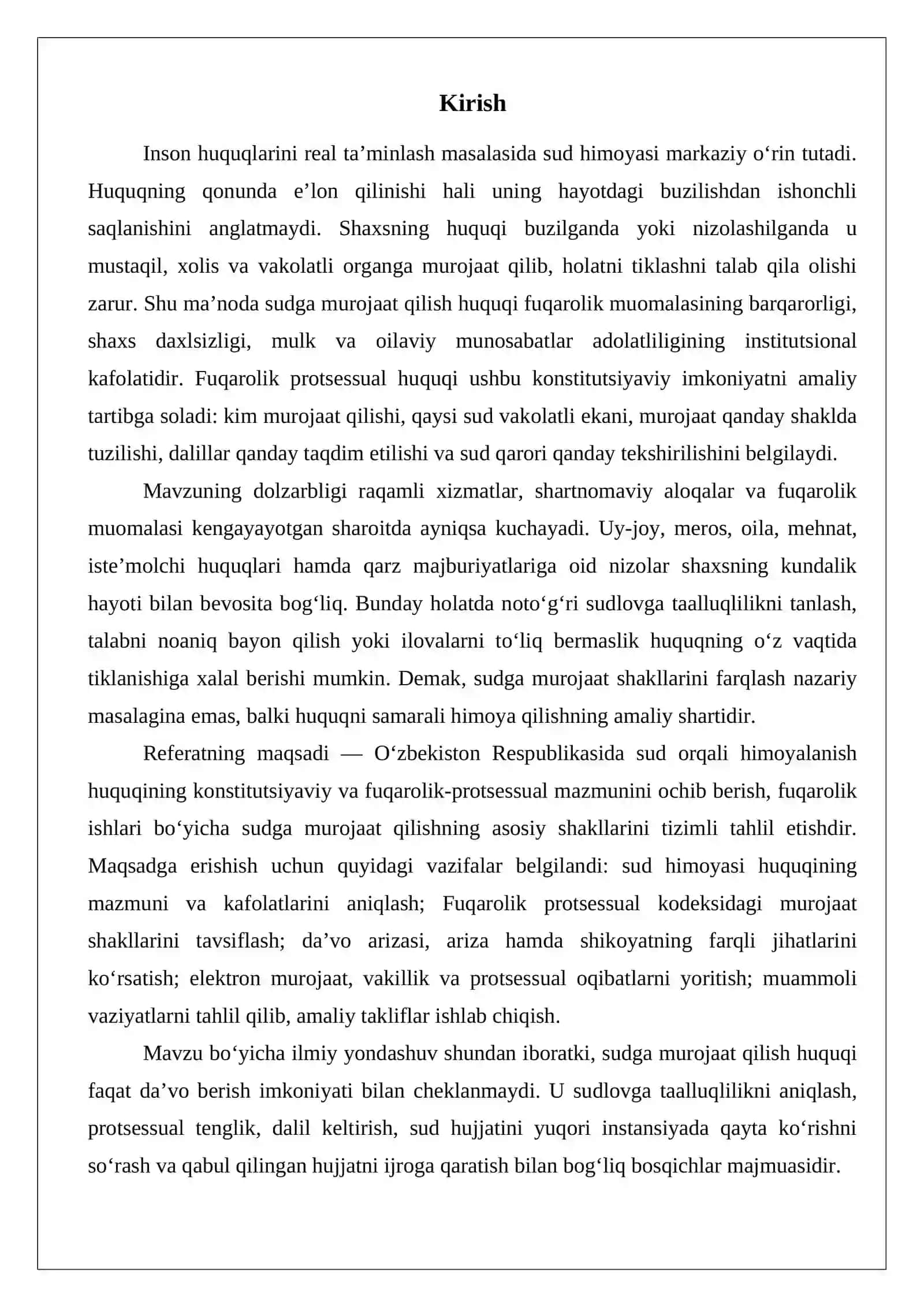 Sud orqali himoyalanish huquqi va sudga murojaat qilish shakllari 2