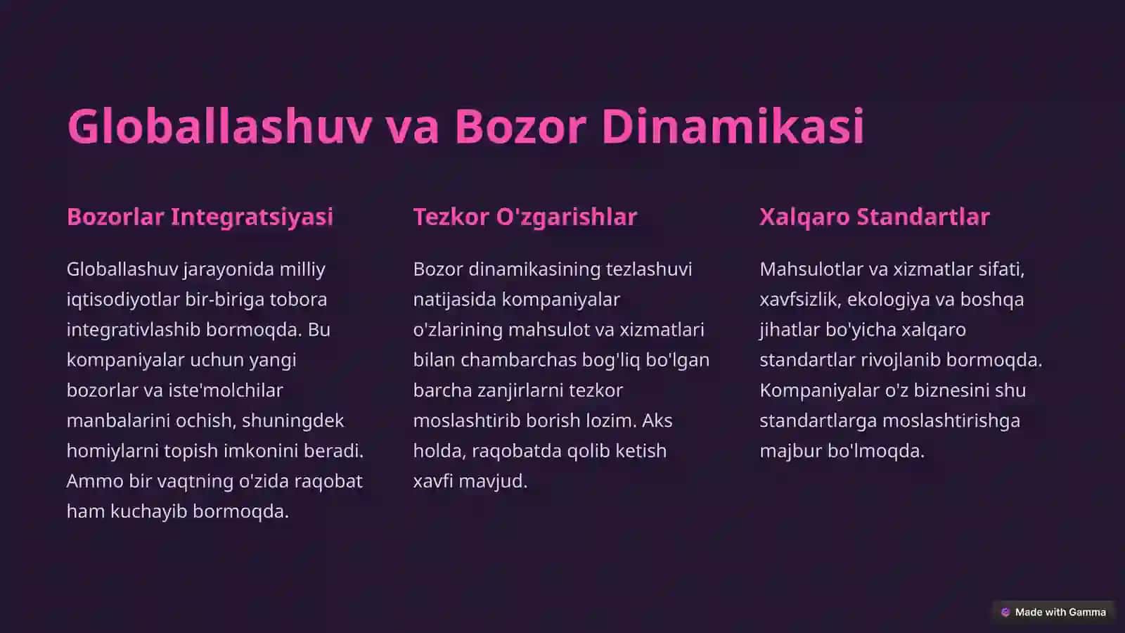 Iqtisodiyotning Globallashuvi: Bozor Amaliyotidagi o'zgarishlar 2