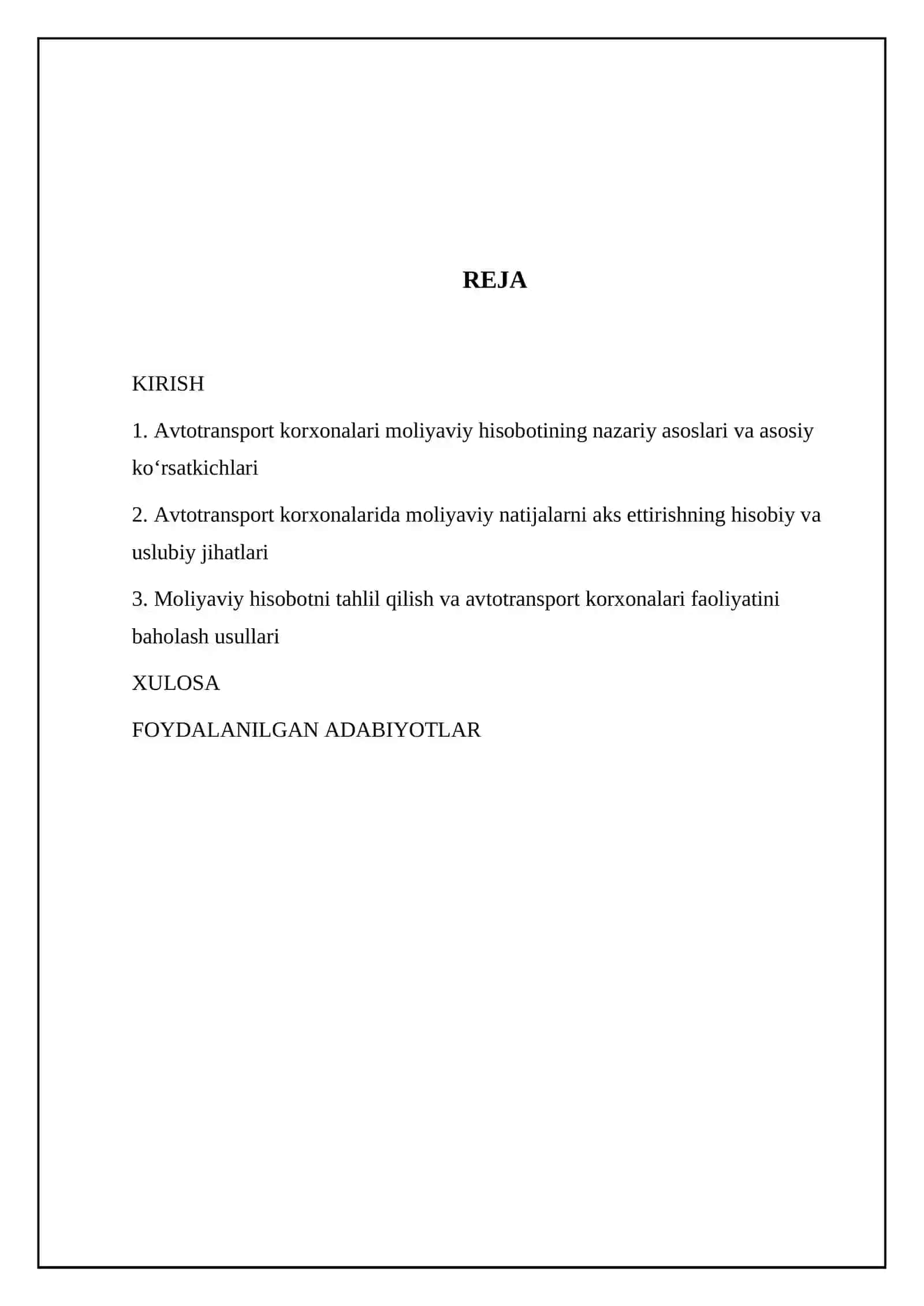 Avtotransport korxonalarida moliyaviy natijalarko‘rsatkichlarini moliyaviy hisobotda aks ettirishning o‘ziga xos xususiyatlari 2
