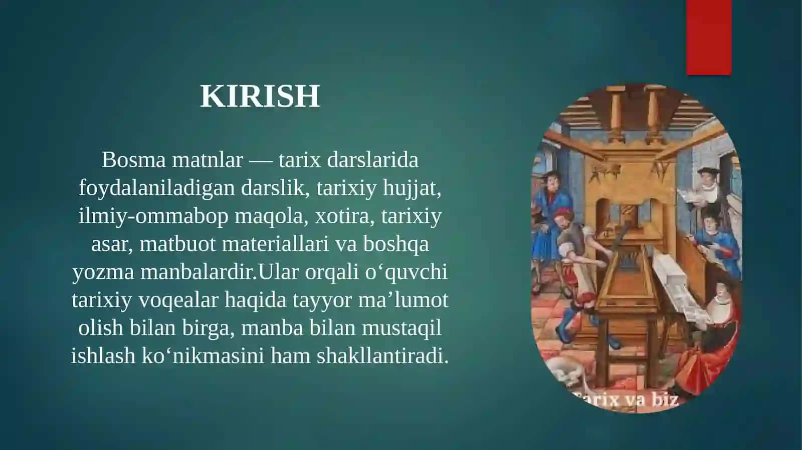 Tarix ta’limida bosma matnlar bilan ishlash usuli 2