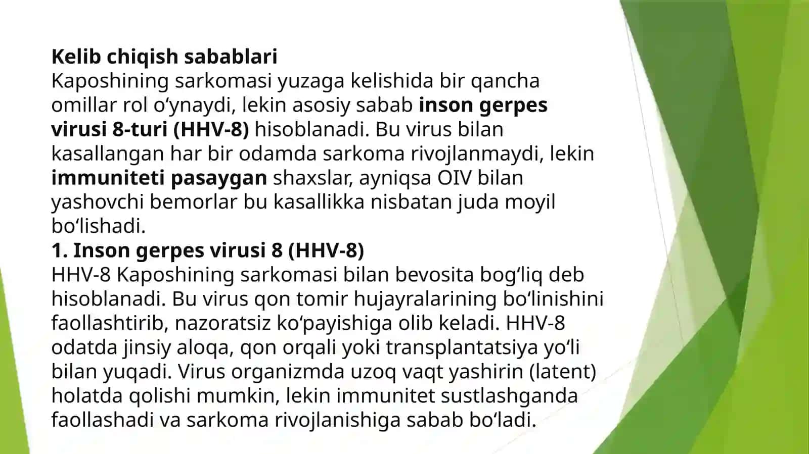 Kaposhning sarkomasi: ta’rifi va etiologiyasi 2