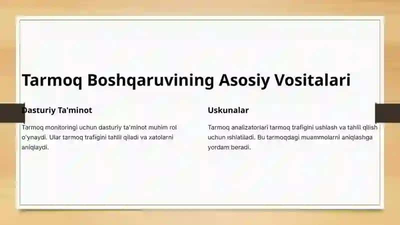 Tarmoq Boshqaruvi: Asosiy Tushunchalar va Vositalar 2